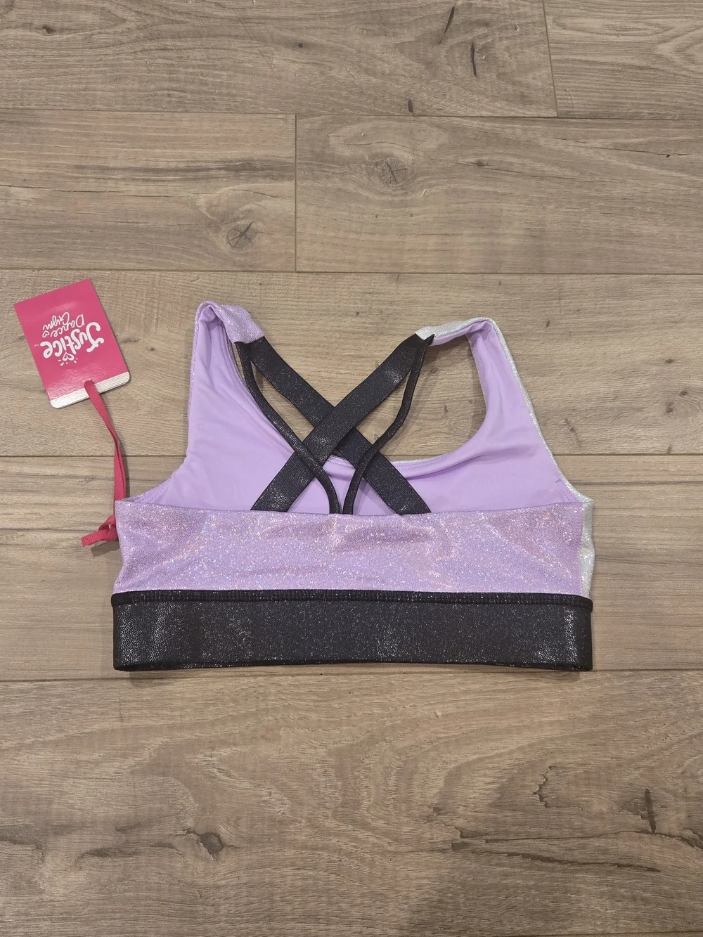 NWT Justice Girls Strappy Back Sports Bra Size XS (5/6) Metallic Foil ✨